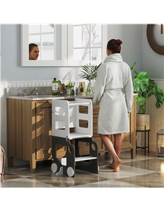 AIYAPLAY Toddler Step Stool, 4 in 1 Standing Tower, Foldable Toddler Step with Safety Rail, for Kitchen, Bathroom, Grey 2