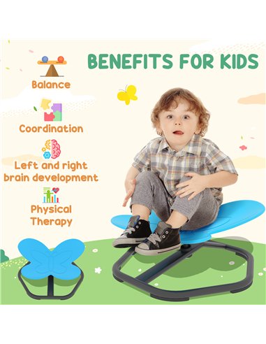 AIYAPLAY Butterfly-Shaped-kids Swivel Chair, Sensory Spinning Chair for Balance, Coordination Training, Blue