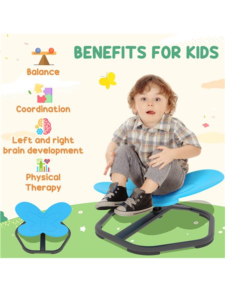 AIYAPLAY Butterfly-Shaped-kids Swivel Chair, Sensory Spinning Chair for Balance, Coordination Training, Blue - pic 175959 | FastDaddyshop