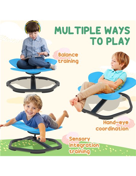 AIYAPLAY Butterfly-Shaped-kids Swivel Chair, Sensory Spinning Chair for Balance, Coordination Training, Blue - pic 175961 | FastDaddyshop