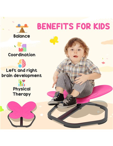 AIYAPLAY Butterfly-Shaped-kids Swivel Chair, Sensory Spinning Chair for Balance, Coordination Training, Pink - pic 175968 | FastDaddyshop