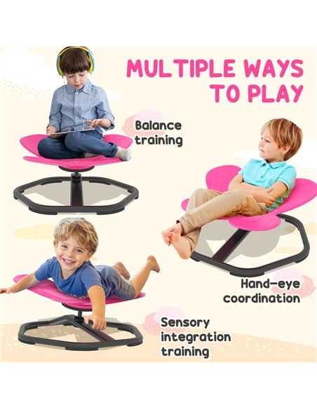 AIYAPLAY Butterfly-Shaped-kids Swivel Chair, Sensory Spinning Chair for Balance, Coordination Training, Pink - pic 175970 | FastDaddyshop