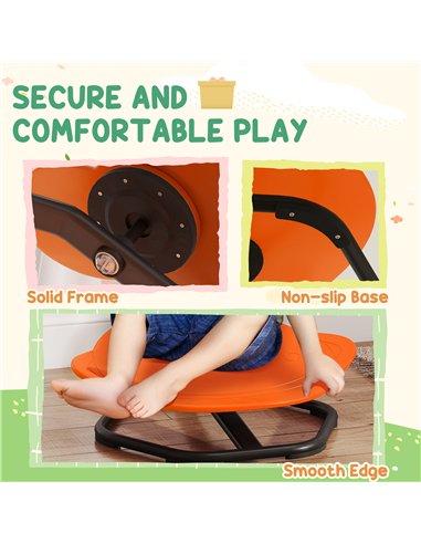 AIYAPLAY Planet-Shaped-kids Swivel Chair, Sensory Spinning Chair for Balance, Coordination Training, Orange