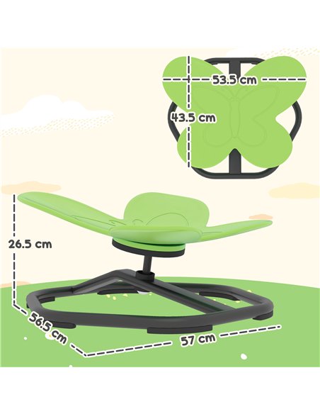 AIYAPLAY Butterfly-Shaped Kids Swivel Chair, Sensory Spinning Chair for Balance and Coordination Training, Green - pic 175985 | FastDaddyshop
