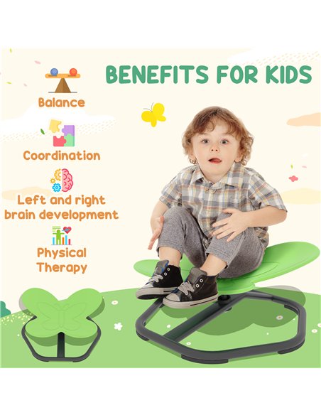 AIYAPLAY Butterfly-Shaped Kids Swivel Chair, Sensory Spinning Chair for Balance and Coordination Training, Green - pic 175986 | FastDaddyshop