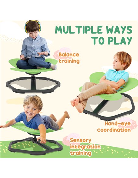 AIYAPLAY Butterfly-Shaped Kids Swivel Chair, Sensory Spinning Chair for Balance and Coordination Training, Green - pic 175988 | FastDaddyshop