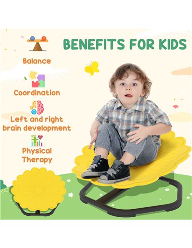 AIYAPLAY Flower-Shaped Sensory Spinning Chair with Non-Slip Base for Balance/Coordination, Yellow