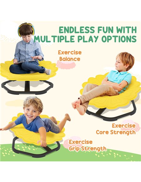 AIYAPLAY Flower-Shaped Sensory Spinning Chair with Non-Slip Base for Balance/Coordination, Yellow - pic 175997 | FastDaddyshop