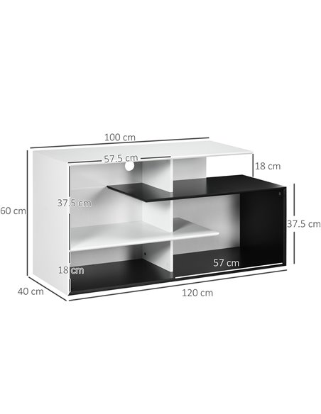 Homcom 1200mm TV Stand with Open Storage Shelves, Black and White - pic 17600 | FastDaddyshop