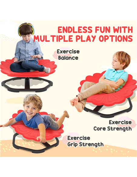 AIYAPLAY Flower-Shaped Sensory Spinning Chair with Non-Slip Base for Balance/Coordination, Red - pic 176004 | FastDaddyshop