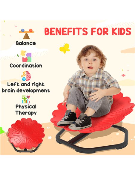 AIYAPLAY Flower-Shaped Sensory Spinning Chair with Non-Slip Base for Balance/Coordination, Red - pic 176005 | FastDaddyshop