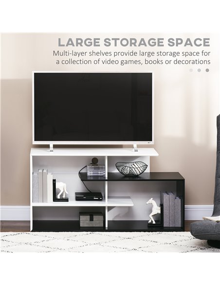 Homcom 1200mm TV Stand with Open Storage Shelves, Black and White - pic 17601 | FastDaddyshop