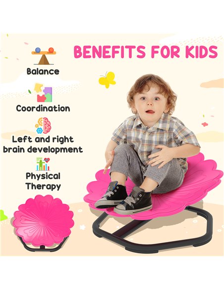 AIYAPLAY Flower-Shaped Sensory Spinning Chair with Non-Slip Base for Balance/Coordination, Pink - pic 176013 | FastDaddyshop