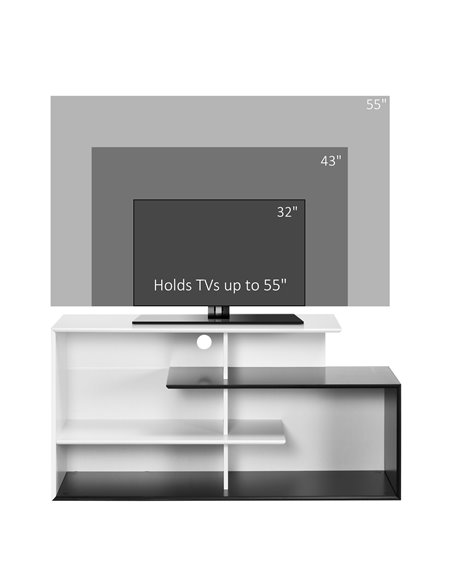 Homcom 1200mm TV Stand with Open Storage Shelves, Black and White - pic 17603 | FastDaddyshop