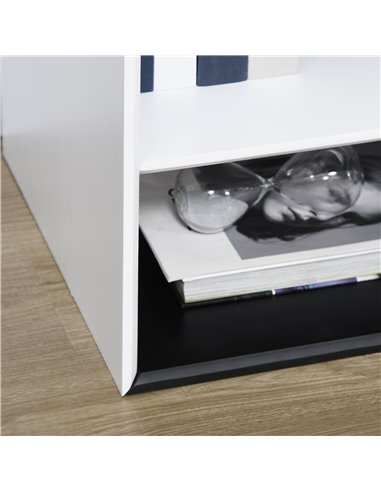 Homcom 1200mm TV Stand with Open Storage Shelves, Black and White