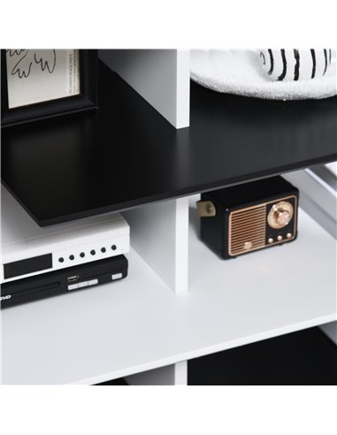 Homcom 1200mm TV Stand with Open Storage Shelves, Black and White