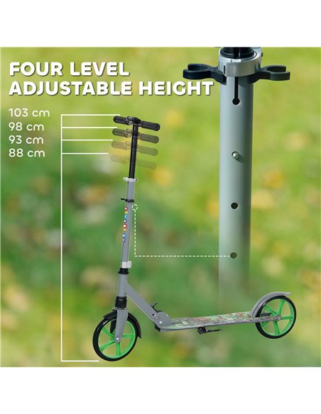 AIYAPLAY Foldable Kids Scooter with Adjustable Handlebar, 200mm Big Wheel, Rear Fender Brake, for Ages 6-12 Years, Green - pic 176076 | FastDaddyshop
