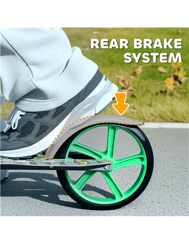 AIYAPLAY Foldable Kids Scooter with Adjustable Handlebar, 200mm Big Wheel, Rear Fender Brake, for Ages 6-12 Years, Green