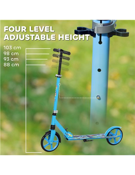 AIYAPLAY Foldable Kids Scooter with Adjustable Handlebar, 200mm Big Wheel, Rear Fender Brake, for Ages 6-12 Years, Blue - pic 176085 | FastDaddyshop