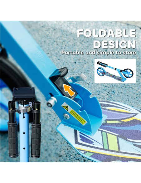 AIYAPLAY Foldable Kids Scooter with Adjustable Handlebar, 200mm Big Wheel, Rear Fender Brake, for Ages 6-12 Years, Blue - pic 176088 | FastDaddyshop