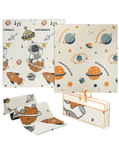 AIYAPLAY Space-Themed Baby Plat Mat Double Sided, Foldable, Water-Resistant for Outdoor/Indoor, 177 x 146 x 1.5cm