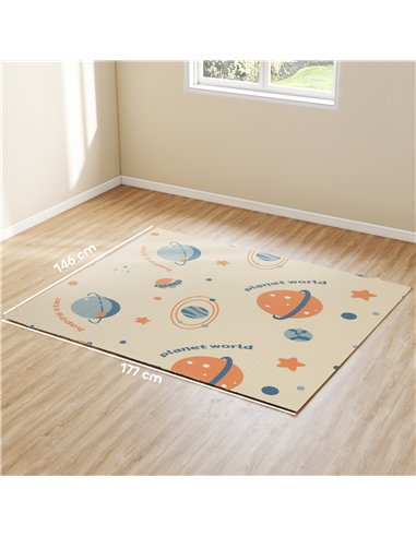 AIYAPLAY Space-Themed Baby Plat Mat Double Sided, Foldable, Water-Resistant for Outdoor/Indoor, 177 x 146 x 1.5cm
