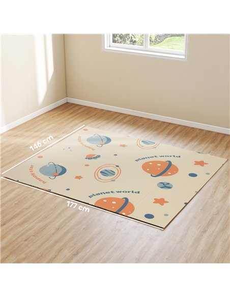 AIYAPLAY Space-Themed Baby Plat Mat Double Sided, Foldable, Water-Resistant for Outdoor/Indoor, 177 x 146 x 1.5cm - pic 176093 | FastDaddyshop