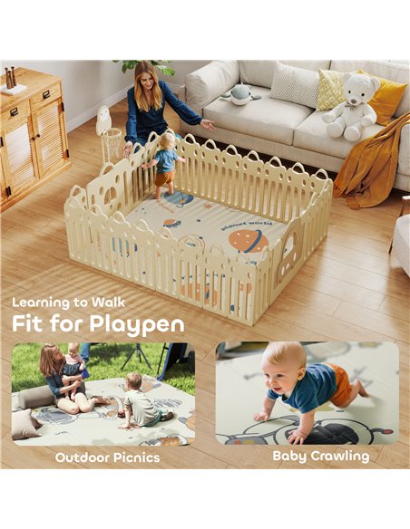AIYAPLAY Space-Themed Baby Plat Mat Double Sided, Foldable, Water-Resistant for Outdoor/Indoor, 177 x 146 x 1.5cm - pic 176098 | FastDaddyshop
