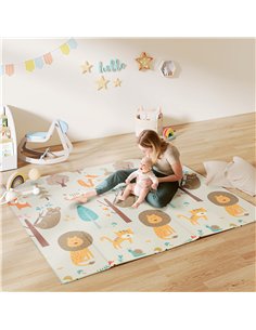 AIYAPLAY Baby Play Mat, Double Sideded Foldable Kids Crawling Mat, Reversible & Waterproof, Animal 2