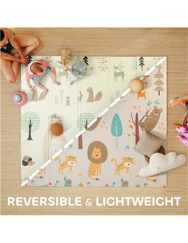 AIYAPLAY Baby Play Mat, Double Sideded Foldable Kids Crawling Mat, Reversible & Waterproof, Animal