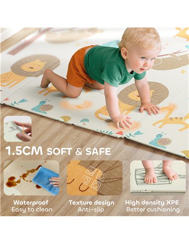 AIYAPLAY Baby Play Mat, Double Sideded Foldable Kids Crawling Mat, Reversible & Waterproof, Animal