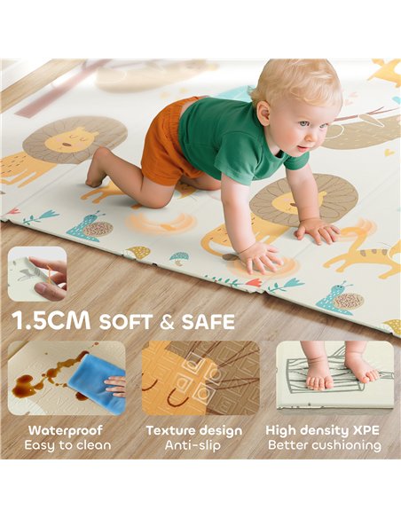 AIYAPLAY Baby Play Mat, Double Sideded Foldable Kids Crawling Mat, Reversible & Waterproof, Animal - pic 176105 | FastDaddyshop