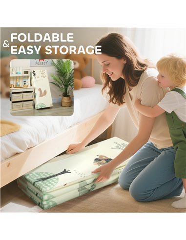 AIYAPLAY Baby Play Mat, Double Sideded Foldable Kids Crawling Mat, Reversible & Waterproof, Animal