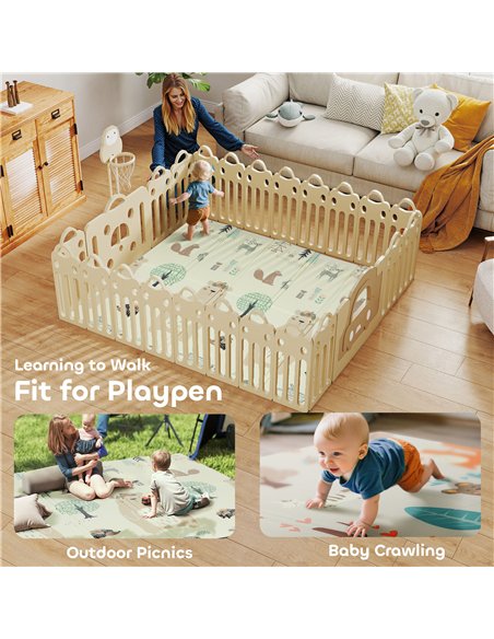 AIYAPLAY Baby Play Mat, Double Sideded Foldable Kids Crawling Mat, Reversible & Waterproof, Animal - pic 176107 | FastDaddyshop