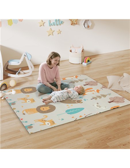 AIYAPLAY Animal-Themed Baby Plat Mat Double Sided, Foldable, Water-Resistant for Outdoor/Indoor, 177 x 146 x 1.5cm - pic 176110 | FastDaddyshop