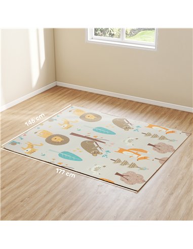 AIYAPLAY Animal-Themed Baby Plat Mat Double Sided, Foldable, Water-Resistant for Outdoor/Indoor, 177 x 146 x 1.5cm