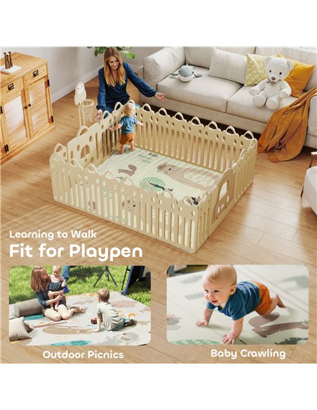 AIYAPLAY Animal-Themed Baby Plat Mat Double Sided, Foldable, Water-Resistant for Outdoor/Indoor, 177 x 146 x 1.5cm - pic 176116 | FastDaddyshop