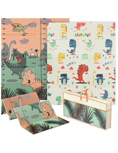 AIYAPLAY Dinosaur-Themed Baby Plat Mat Double Sided, Foldable, Water-Resistant for Outdoor/Indoor, 177 x 146 x 1.5cm