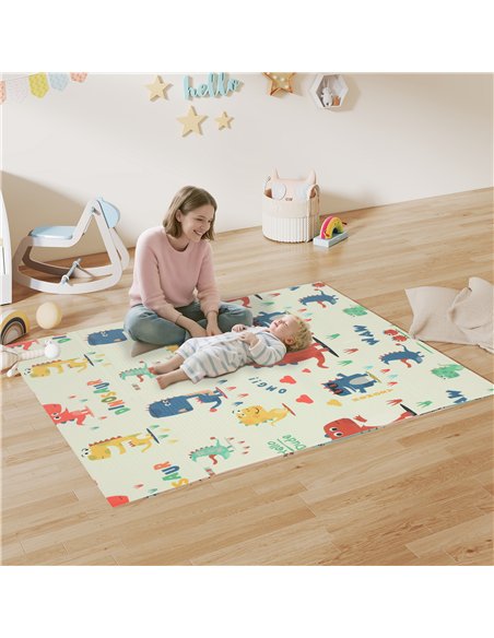 AIYAPLAY Dinosaur-Themed Baby Plat Mat Double Sided, Foldable, Water-Resistant for Outdoor/Indoor, 177 x 146 x 1.5cm - pic 176119 | FastDaddyshop