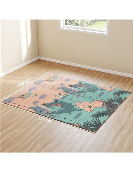 AIYAPLAY Dinosaur-Themed Baby Plat Mat Double Sided, Foldable, Water-Resistant for Outdoor/Indoor, 177 x 146 x 1.5cm - pic 176120 | FastDaddyshop