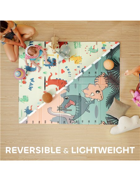 AIYAPLAY Dinosaur-Themed Baby Plat Mat Double Sided, Foldable, Water-Resistant for Outdoor/Indoor, 177 x 146 x 1.5cm - pic 176121 | FastDaddyshop