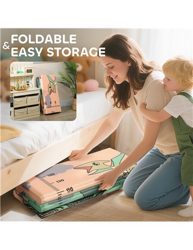 AIYAPLAY Dinosaur-Themed Baby Plat Mat Double Sided, Foldable, Water-Resistant for Outdoor/Indoor, 177 x 146 x 1.5cm