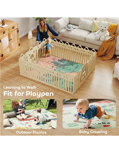 AIYAPLAY Dinosaur-Themed Baby Plat Mat Double Sided, Foldable, Water-Resistant for Outdoor/Indoor, 177 x 146 x 1.5cm - pic 176125 | FastDaddyshop