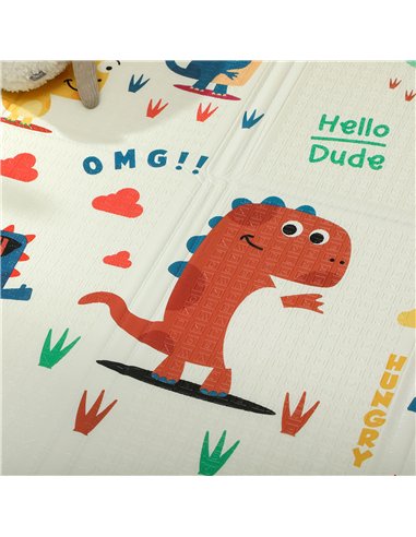 AIYAPLAY Dinosaur-Themed Baby Plat Mat Double Sided, Foldable, Water-Resistant for Outdoor/Indoor, 177 x 146 x 1.5cm