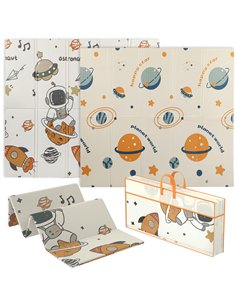 AIYAPLAY Baby Play Mat, Double Sideded Foldable Kids Crawling Mat, Reversible & Waterproof, Astronaut and Planet