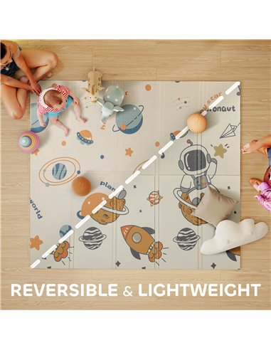 AIYAPLAY Baby Play Mat, Double Sideded Foldable Kids Crawling Mat, Reversible & Waterproof, Astronaut and Planet