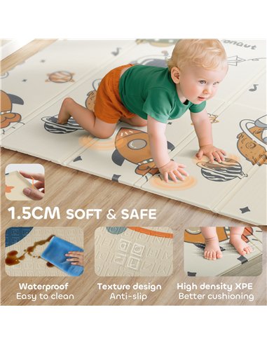 AIYAPLAY Baby Play Mat, Double Sideded Foldable Kids Crawling Mat, Reversible & Waterproof, Astronaut and Planet