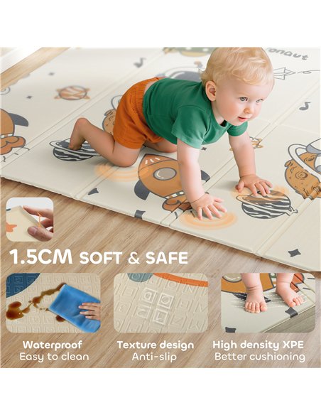AIYAPLAY Baby Play Mat, Double Sideded Foldable Kids Crawling Mat, Reversible & Waterproof, Astronaut and Planet - pic 176132 | FastDaddyshop