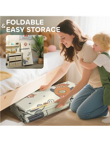 AIYAPLAY Baby Play Mat, Double Sideded Foldable Kids Crawling Mat, Reversible & Waterproof, Astronaut and Planet