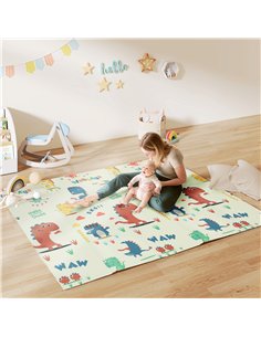 AIYAPLAY Baby Play Mat, Double Sideded Foldable Kids Crawling Mat, Reversible & Waterproof, Dinosaur 2